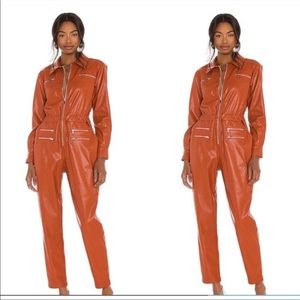 We wore What Utility Cognac Vegan Leather Jumpsuit